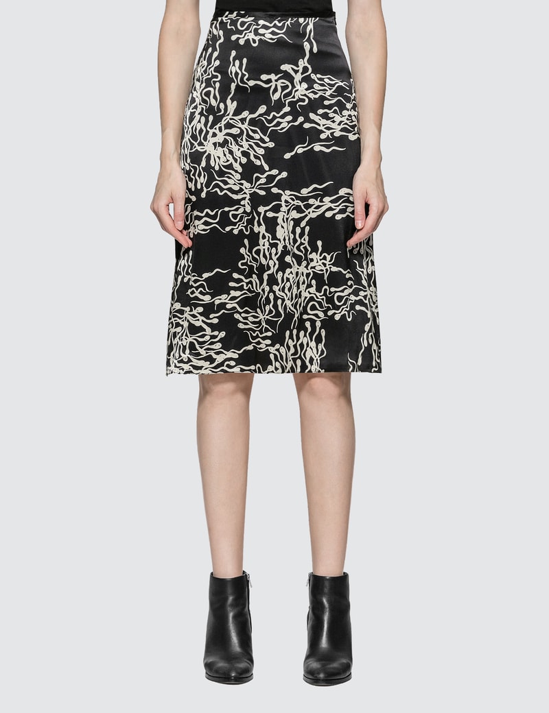 Ashley Williams Slip Sperm Print Silk Skirt