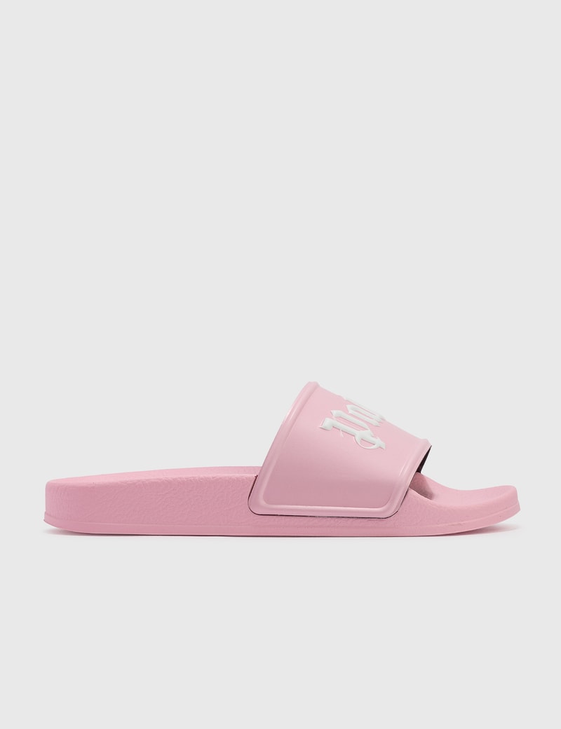 Palm Angels Logo-embossed Pool Slides In Pink