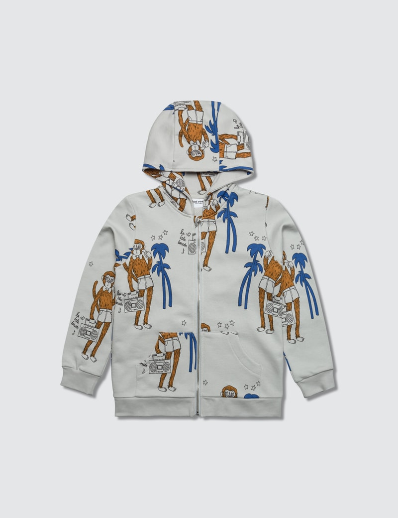 Image of Mini Rodini Cool Monkey Aop Zip Hoodie