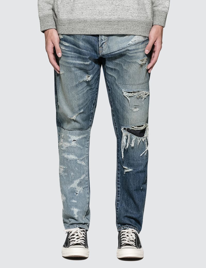 Patchwork Tapered Denim Jeans 