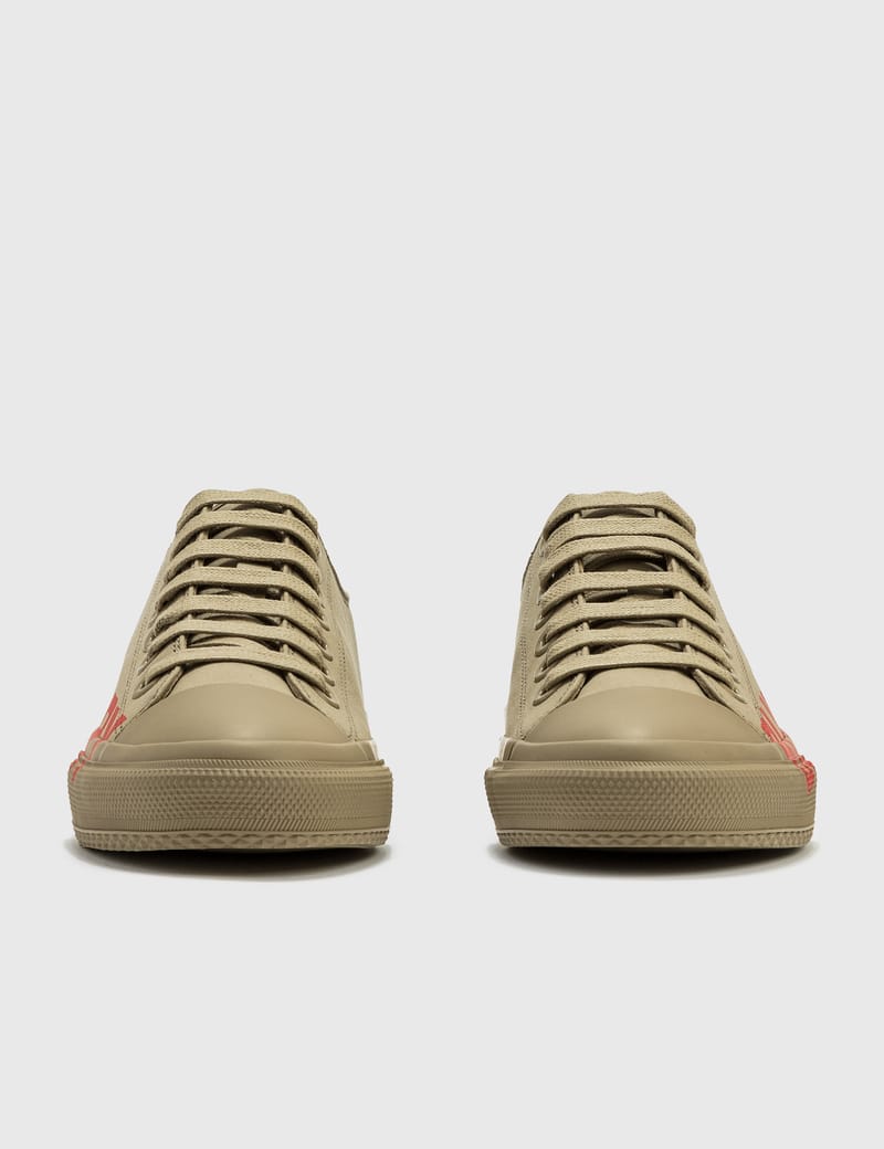 logo print cotton gabardine sneakers