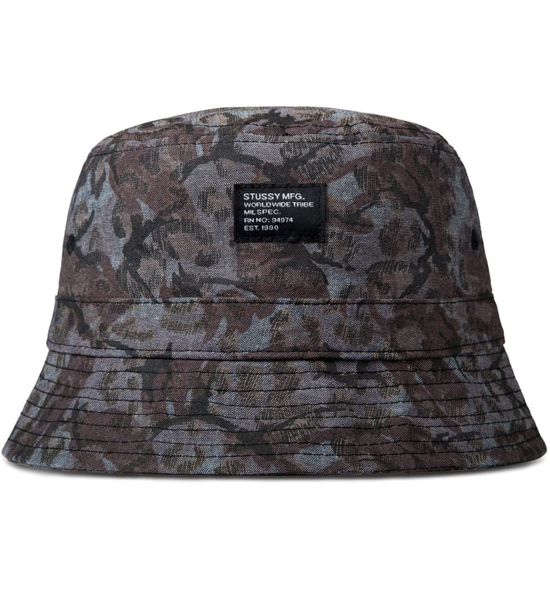 stussy camo bucket hat