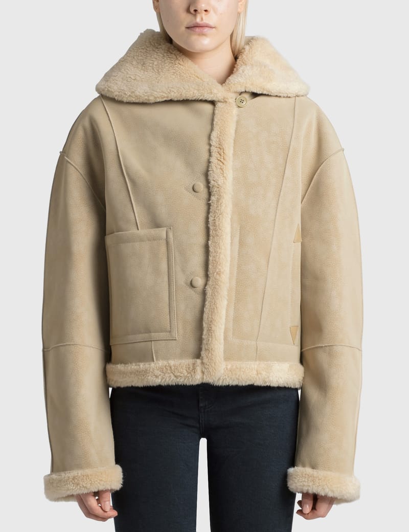 beige fleece jacket