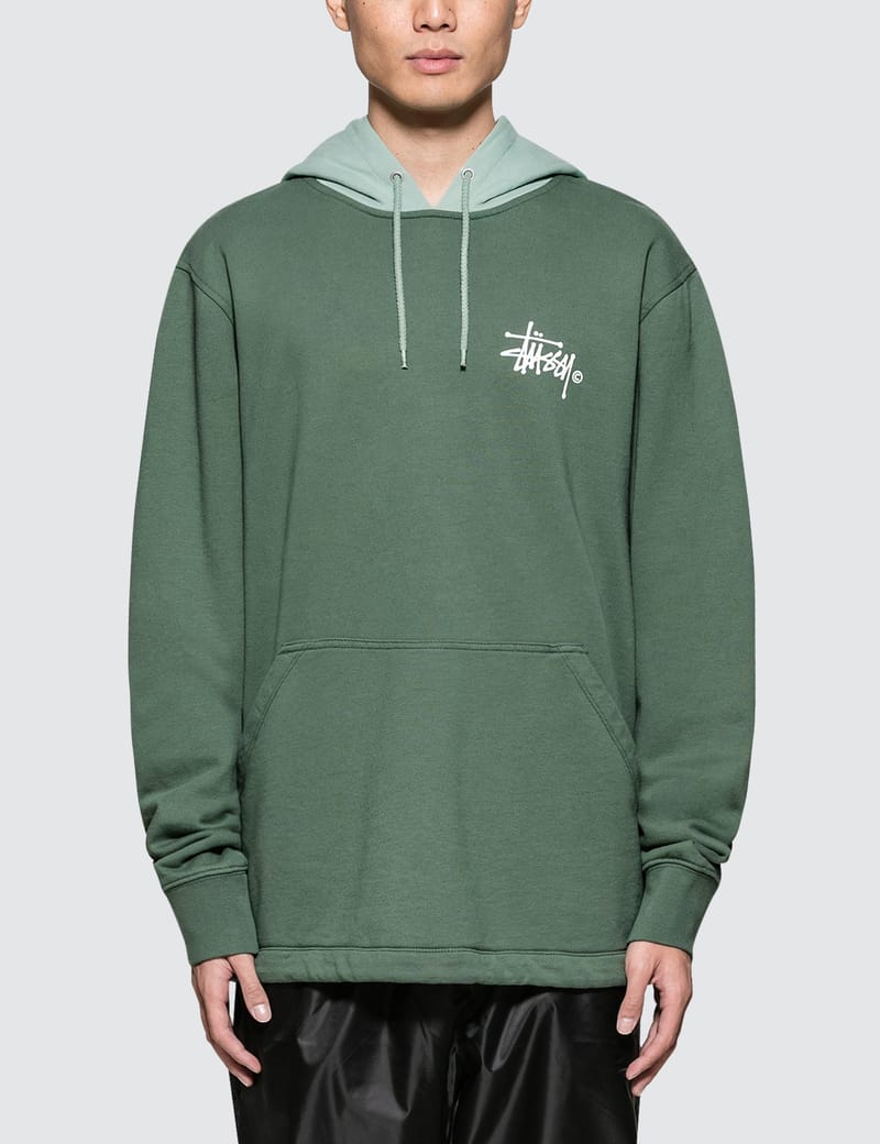 stussy two tone hoodie green