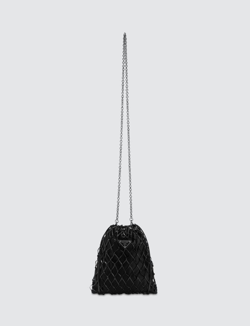 prada mesh and satin clutch