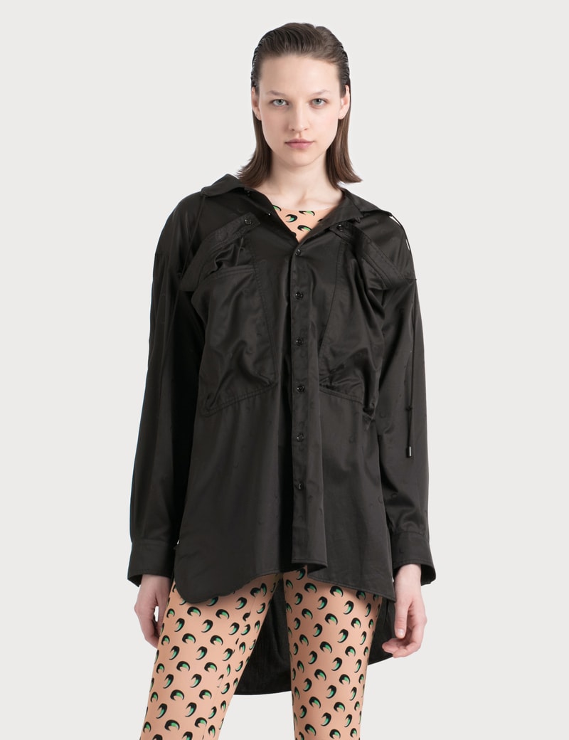 Image of Marine Serre Oversized Shirt With Large Pockets Detail
