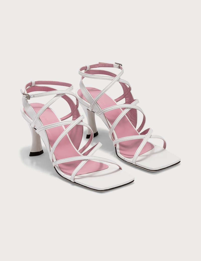 Image of BY FAR Christina White Leather Sandals