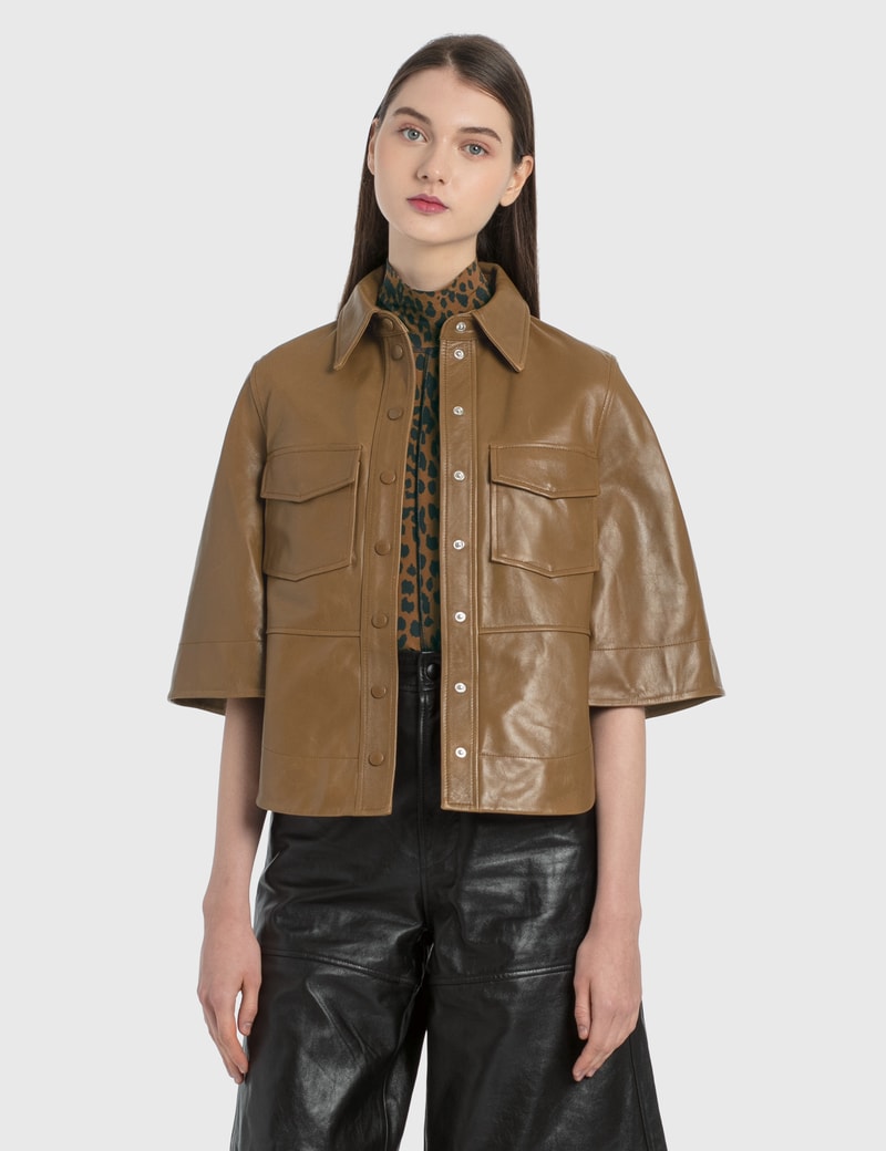 Image of Ganni Lamb Leather Shirt
