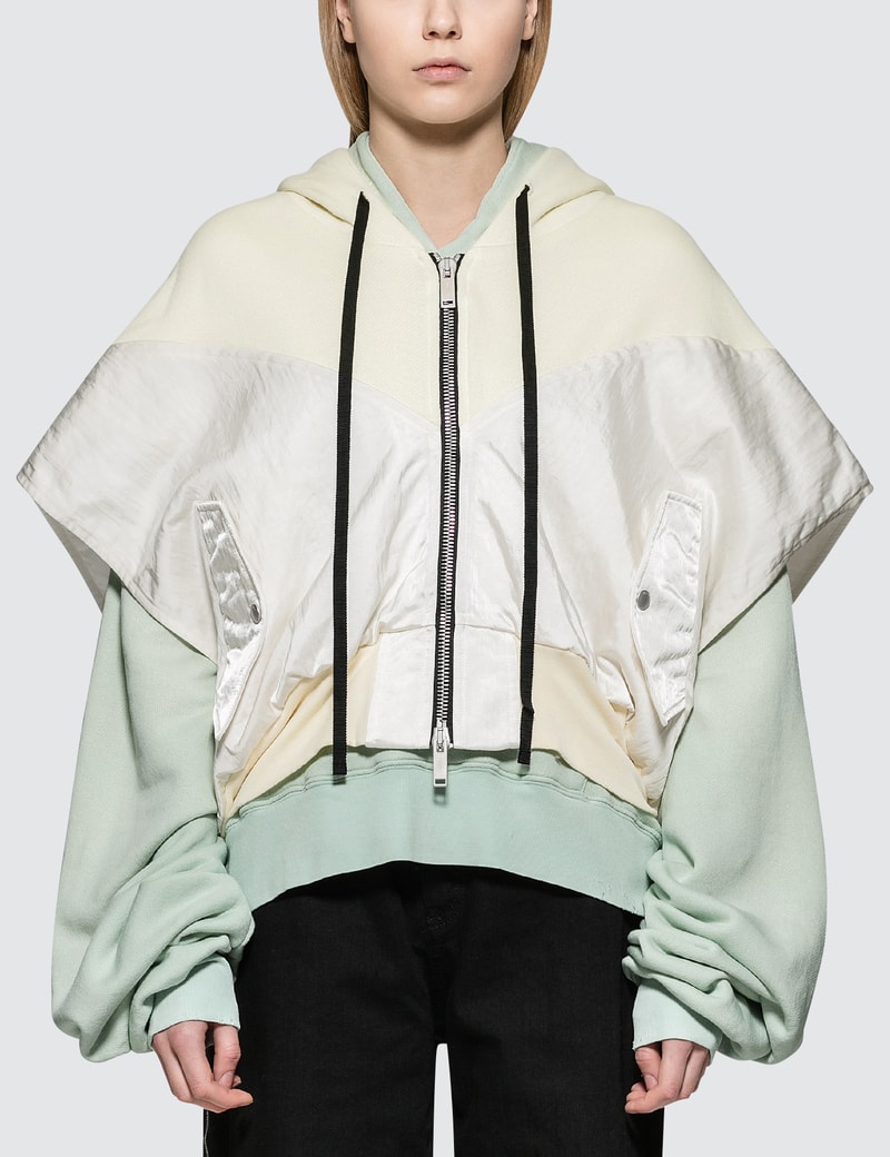 Image of Unravel Project Snake Nylon Hybrid Chopped Hoodie