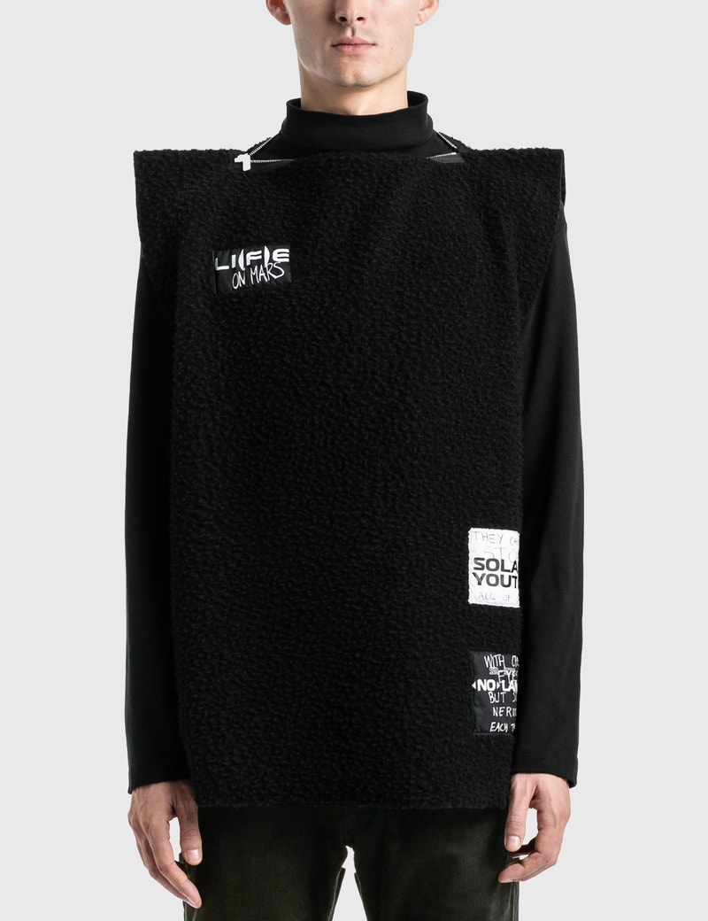 Image of Raf Simons Zipped Punk Top In Structured Fleece Sweater