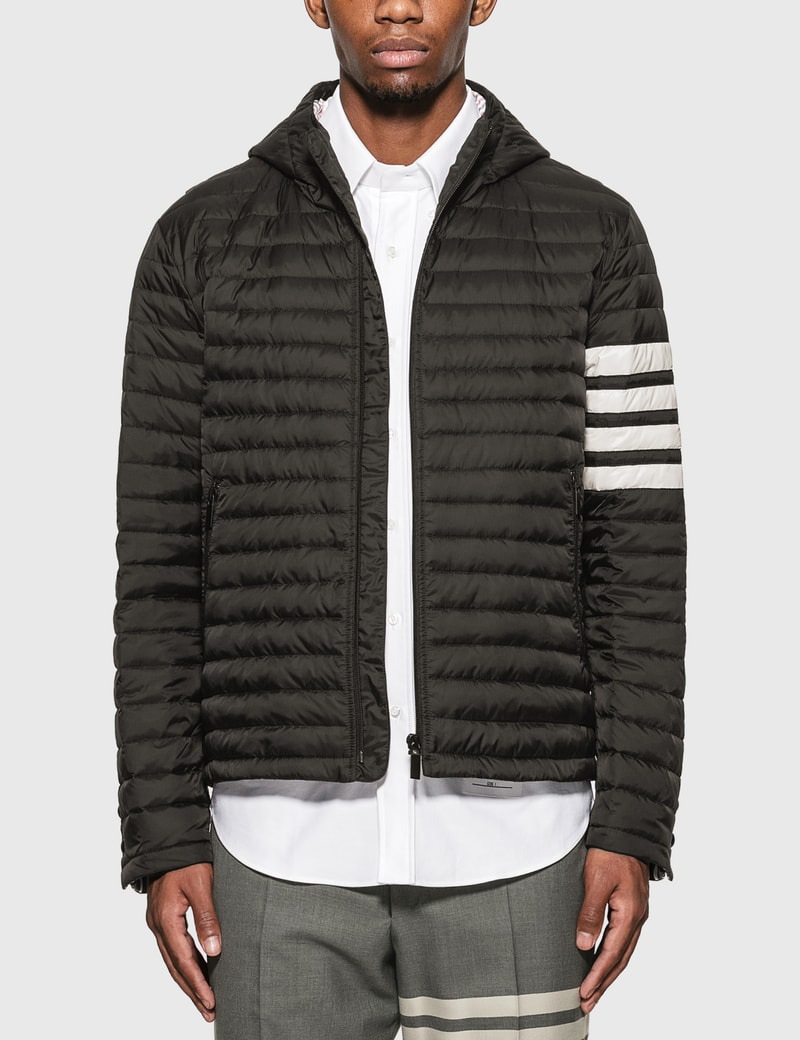 Image of Thom Browne  Bar Stripe Downfill Qulited Hooded Jacket