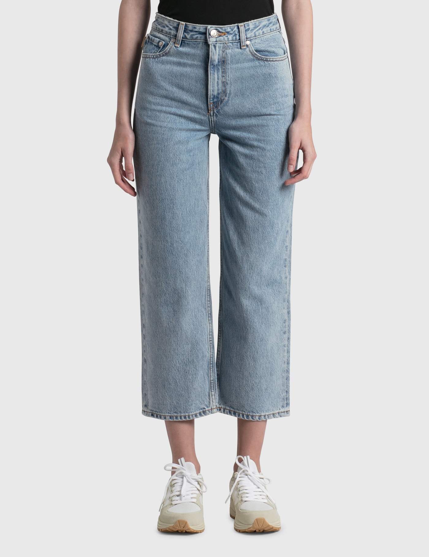 Ganni Classic Denim High-waisted Cropped Jeans Washed Indigo Size 4