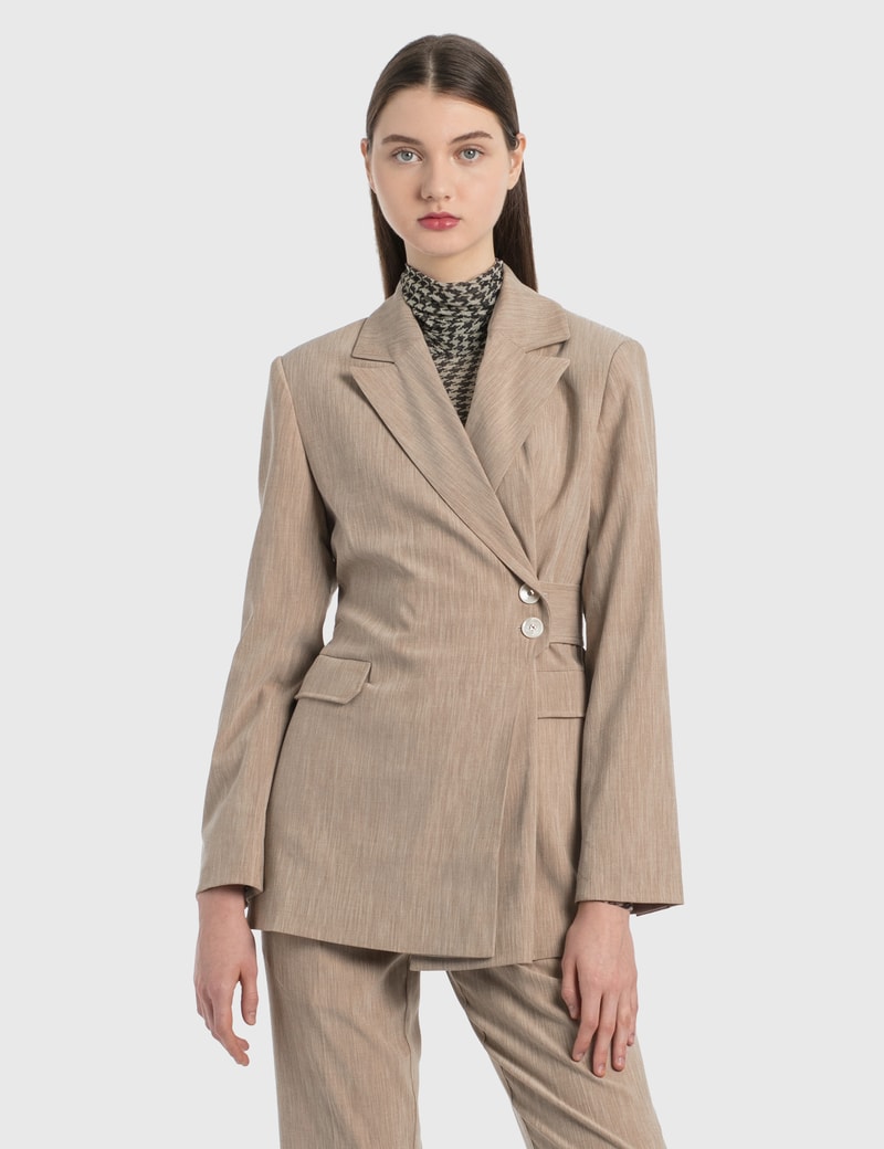 Image of Ganni Melange Suiting Blazer