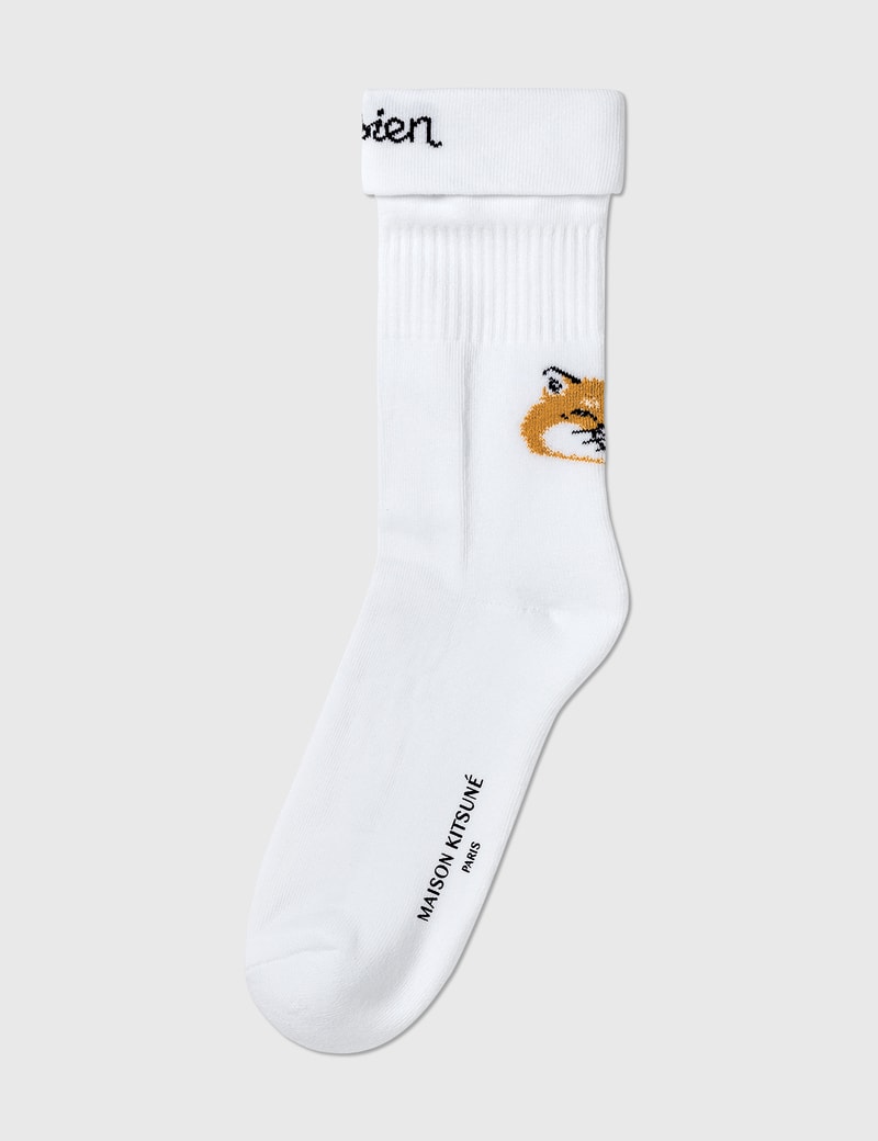 Image of Maison Kitsune Fox Head Lapel Sporty Socks