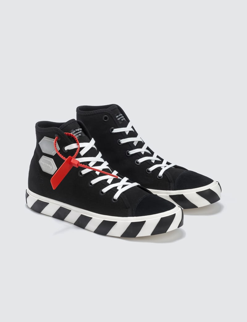 off white striped vulcanized sneakers