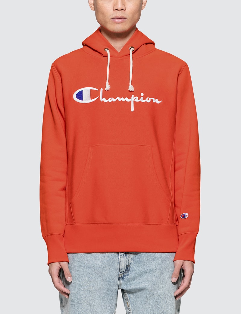 Image of Champion Reverse Weave Script Logo Hoodie