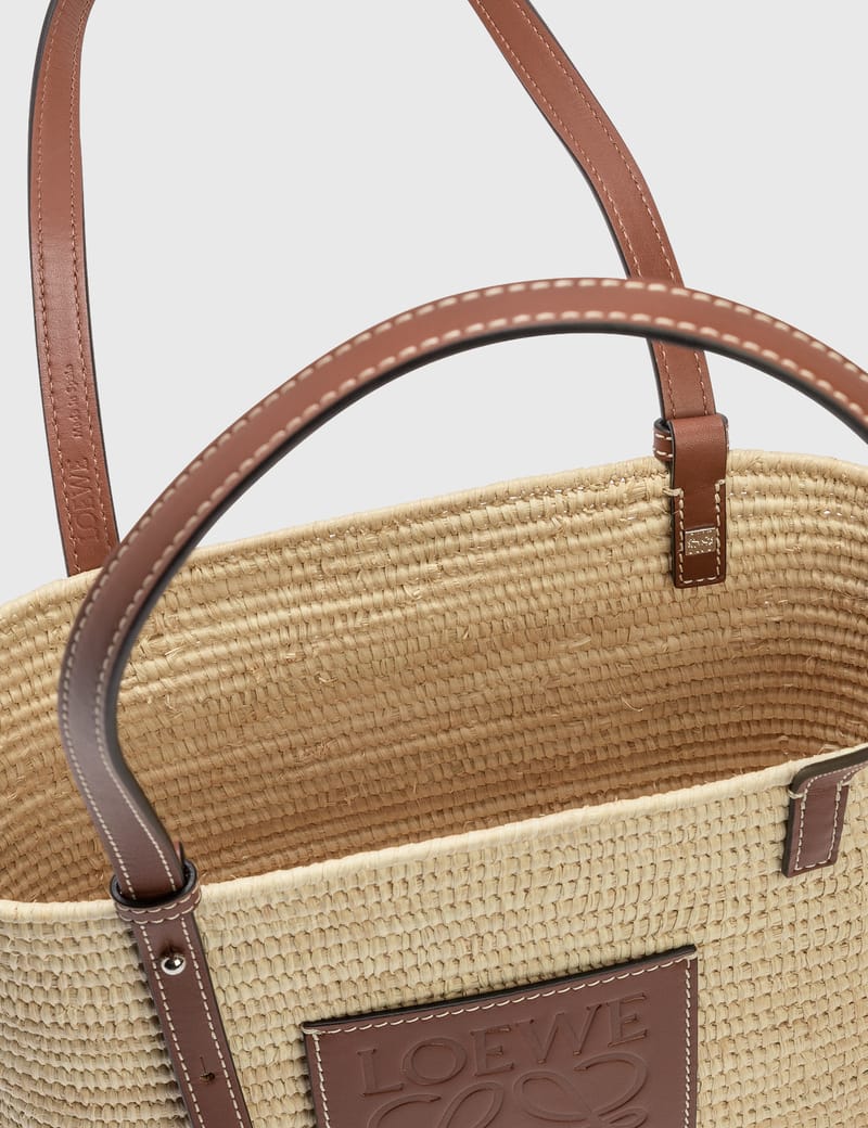 small square basket bolsa in raffia and calfskin