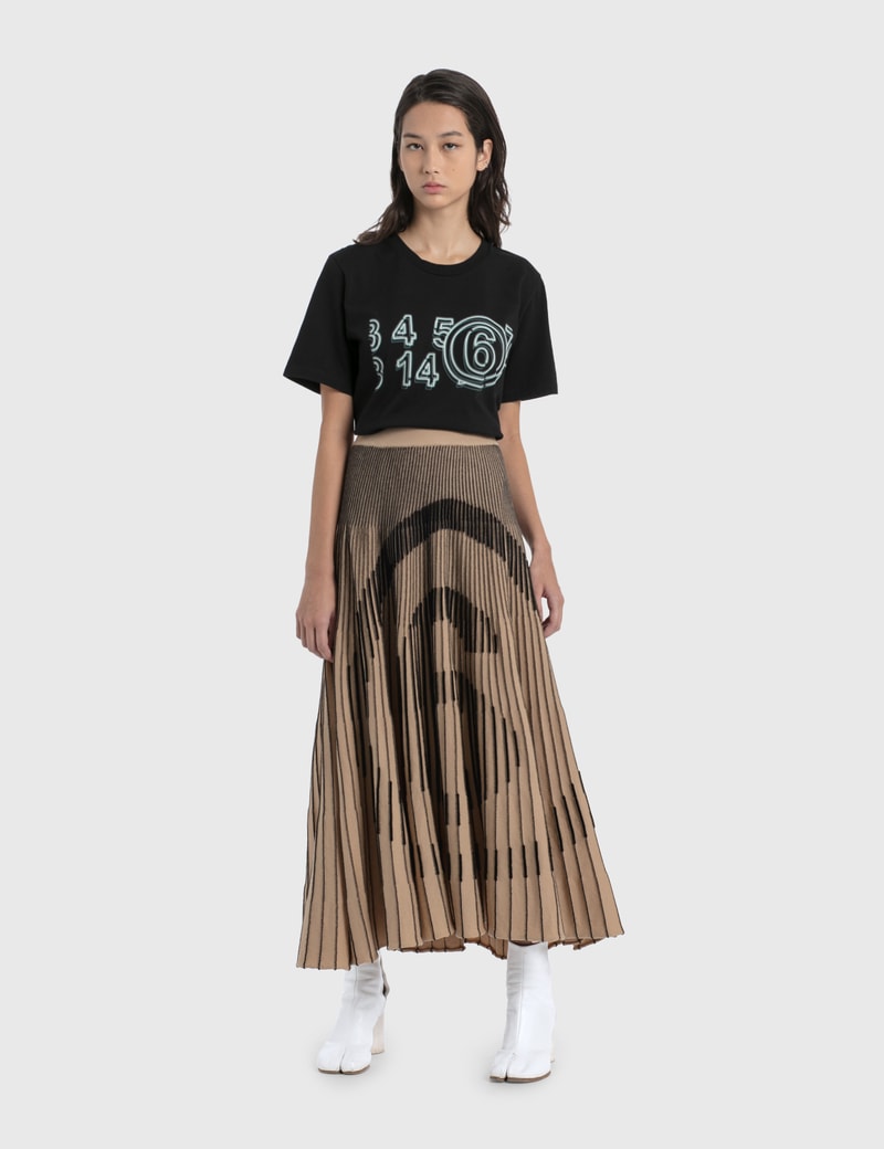 Image of MM Maison Margiela Logo Pleated Skirt