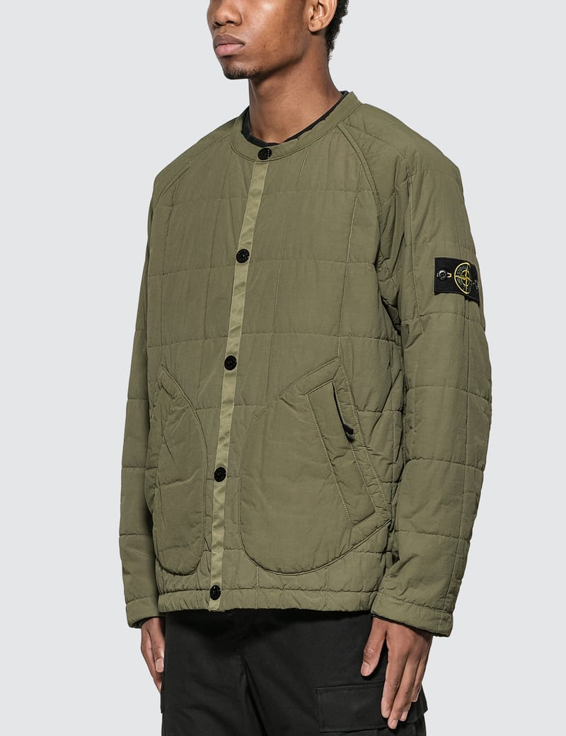 stone island collarless jacket