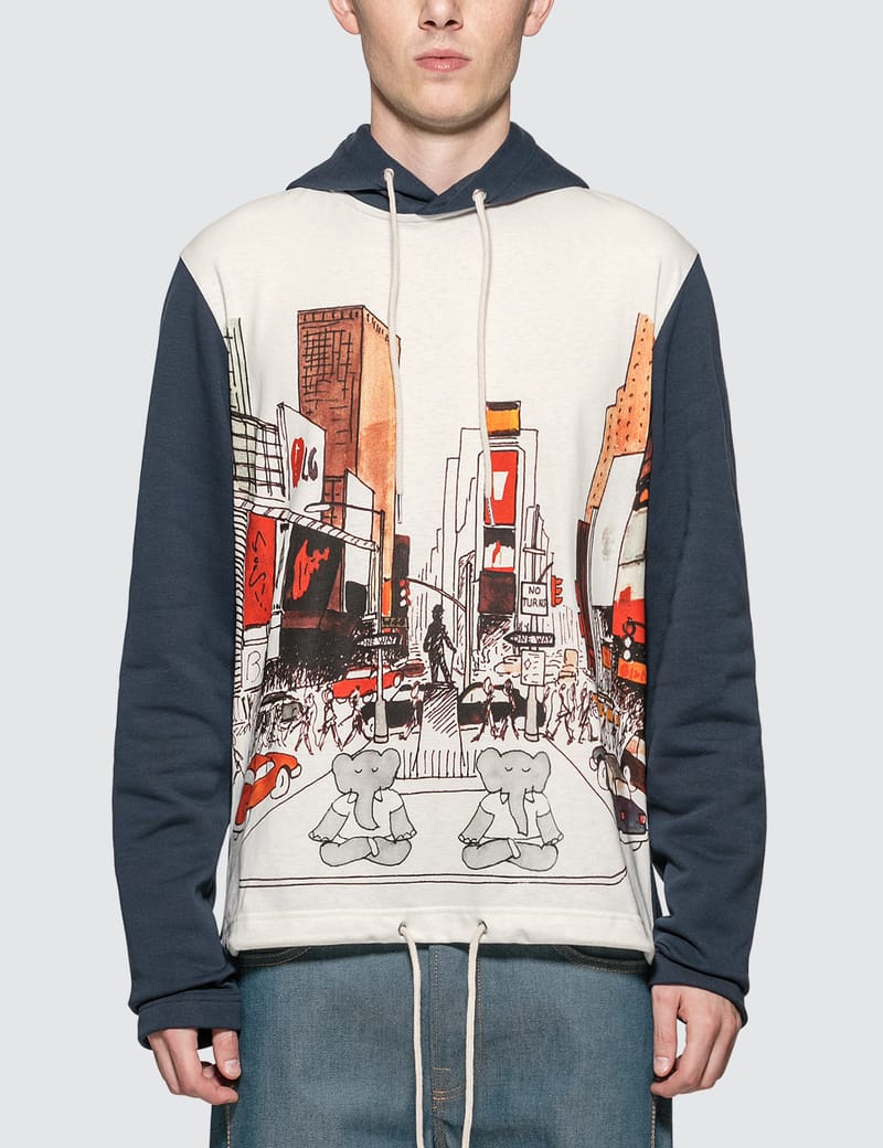 Lanvin Babar Ny Print Hoodie In Blue 