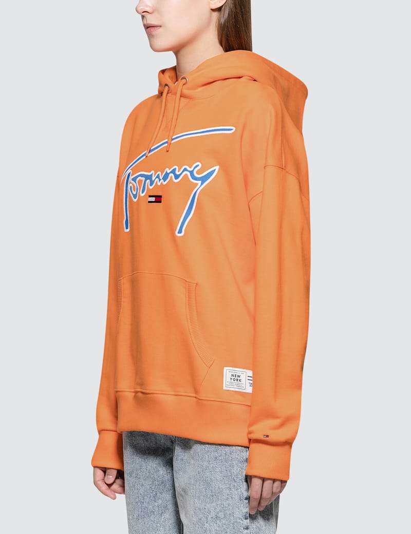 tommy signature hoodie orange