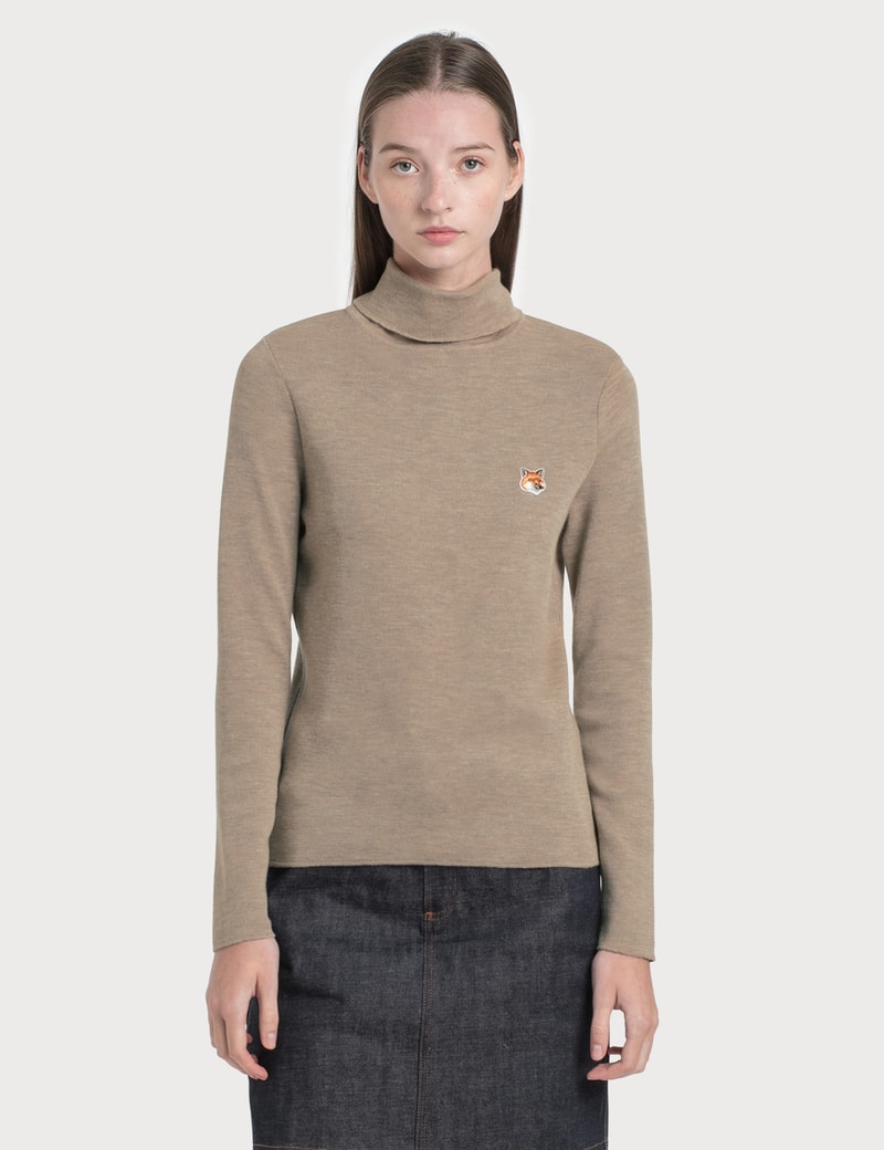 Image of Maison Kitsune Fox Head Patch Turtleneck Pullover