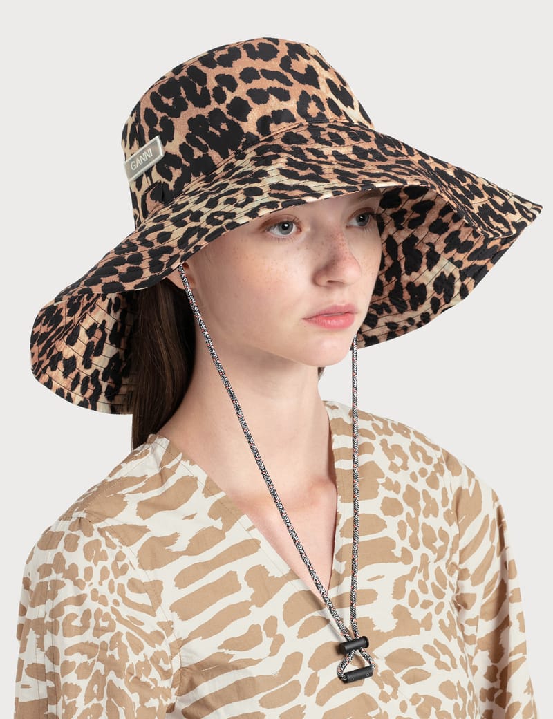 ganni leopard print bucket hat