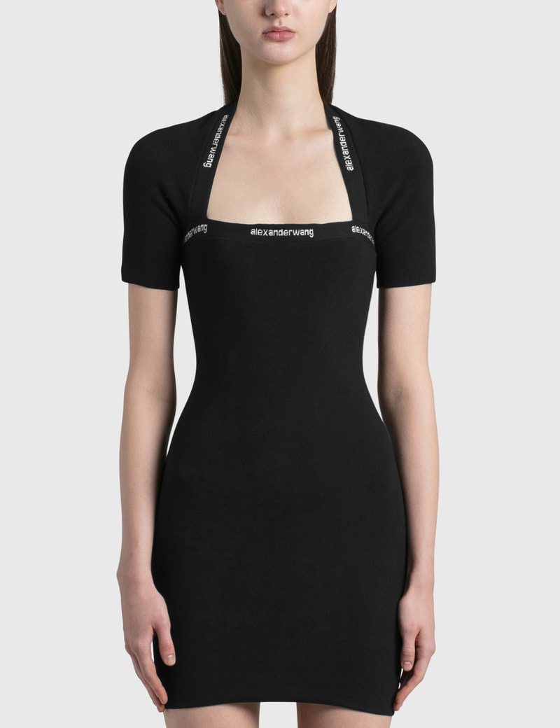 Image of Alexander Wang.T Logo Trim Bodycon Dress