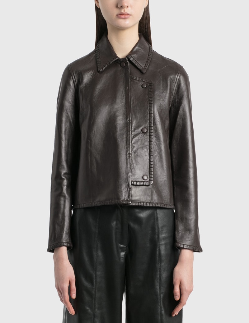 Image of Ganni Stitch Leather Jacket