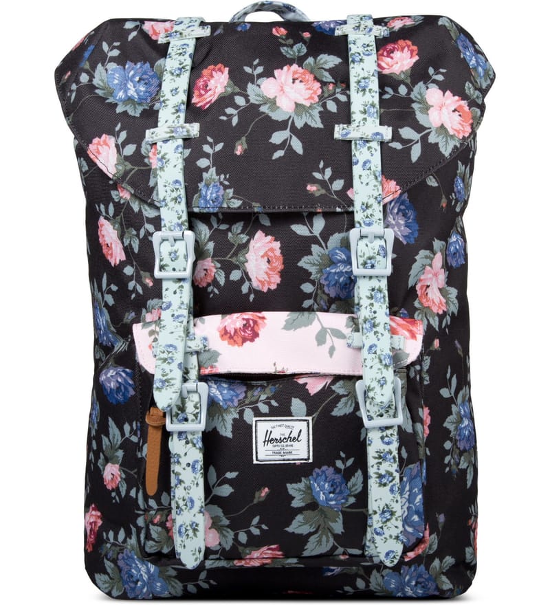 herschel black floral backpack