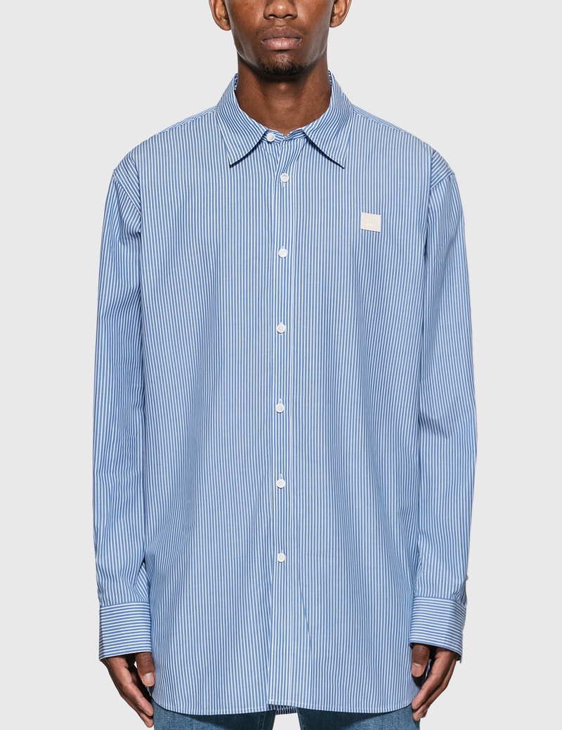 Image of Acne Studios Face Patch Striped Shirt