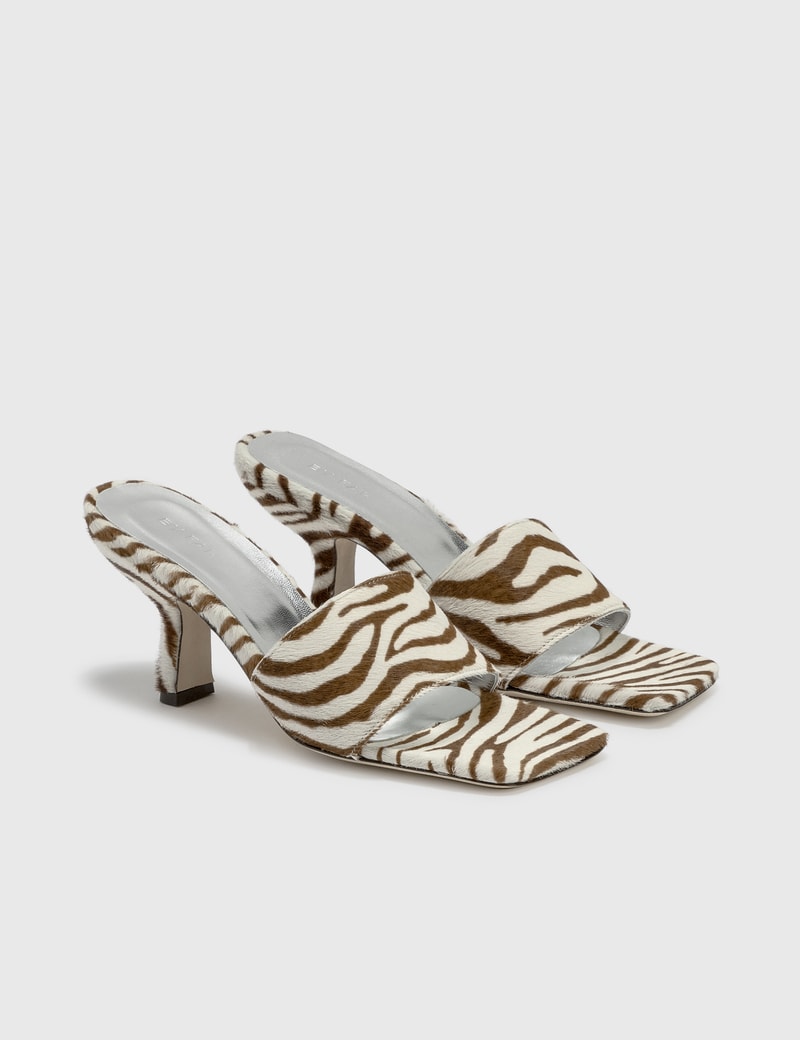 Image of BY FAR Dylan Zebrina Beige Leather Sandals