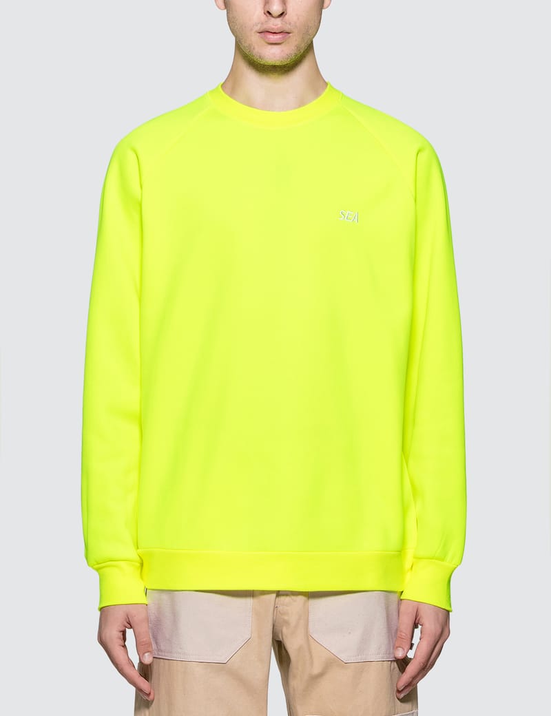 neon yellow crew neck sweatshirt