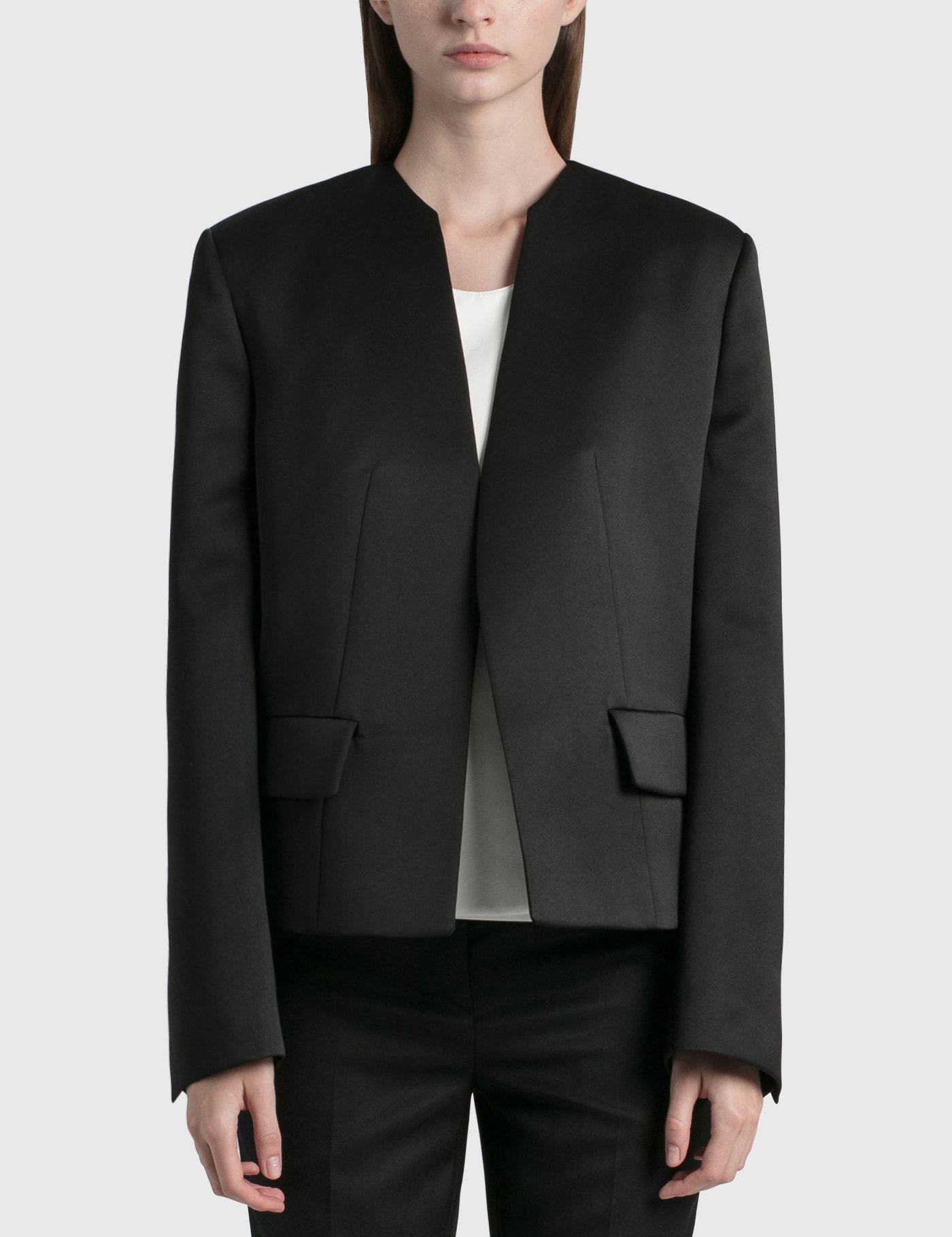 We11 Done V Neck None Collar Opened Jacket In Black