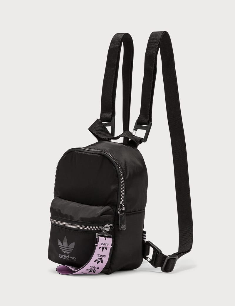 adidas originals trefoil logo mini backpack in black and lilac