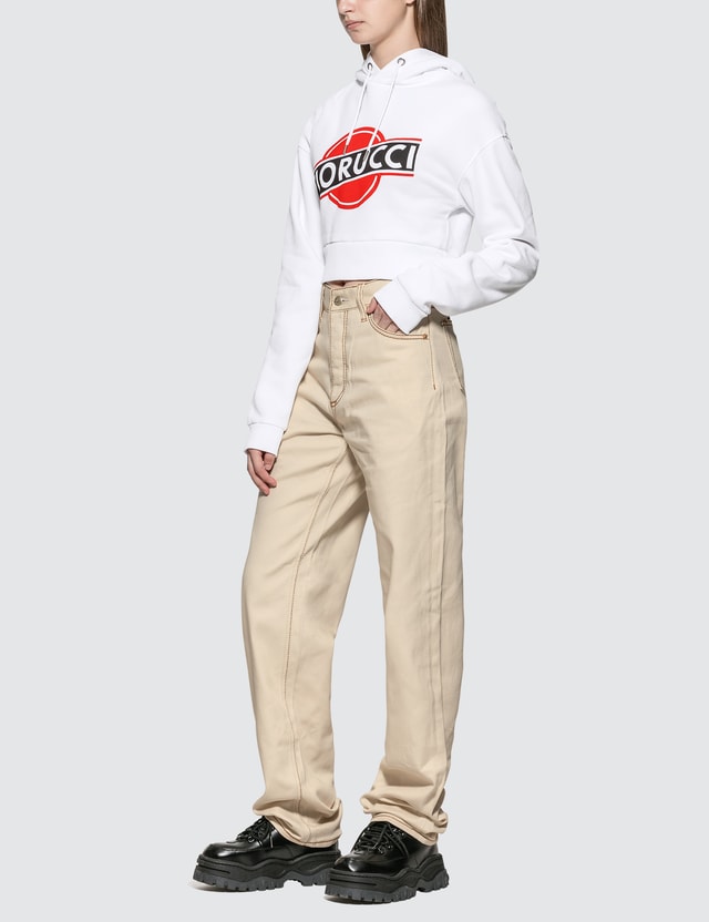 Fiorucci Martini Logo Cropped Hoodie