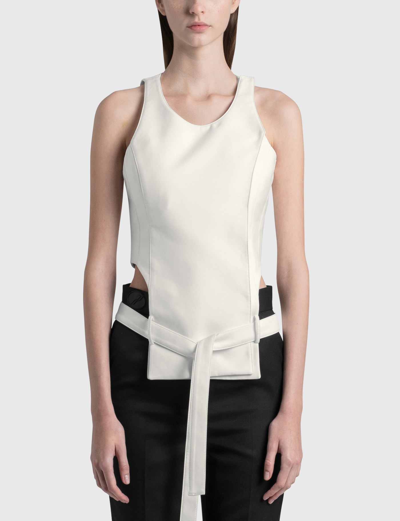 We11 Done Waist Cut-out Top In White