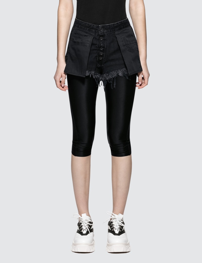 Image of Unravel Project Stonewash Denim Chop Reversible Leggings
