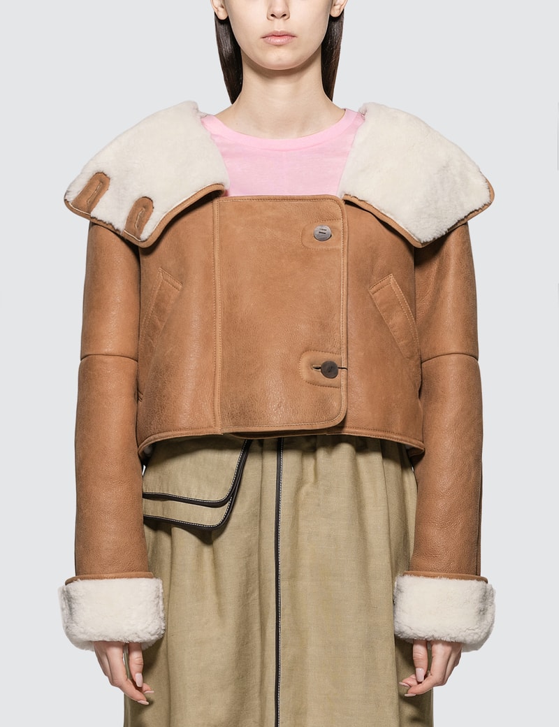 Loewe Crop Shearling Hooded Jacket