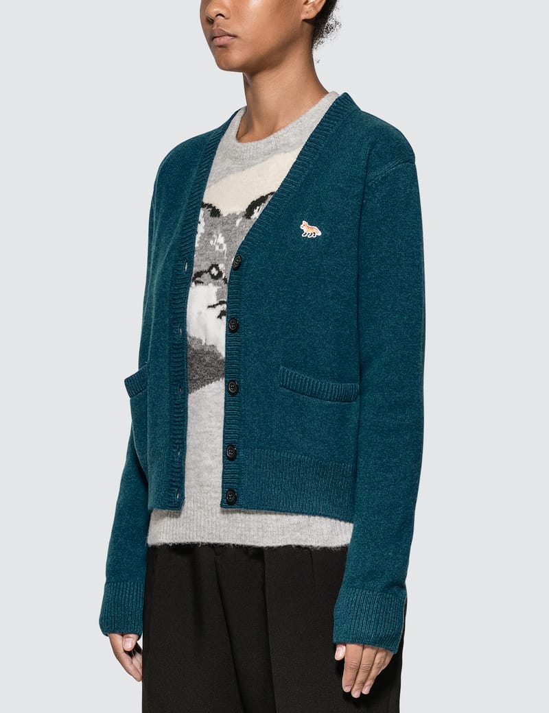 maison kitsune lambswool classic cardigan
