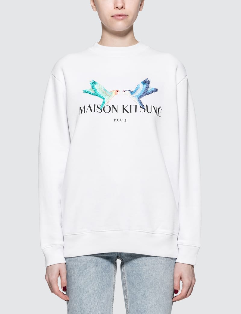 maison kitsune love birds sweatshirt