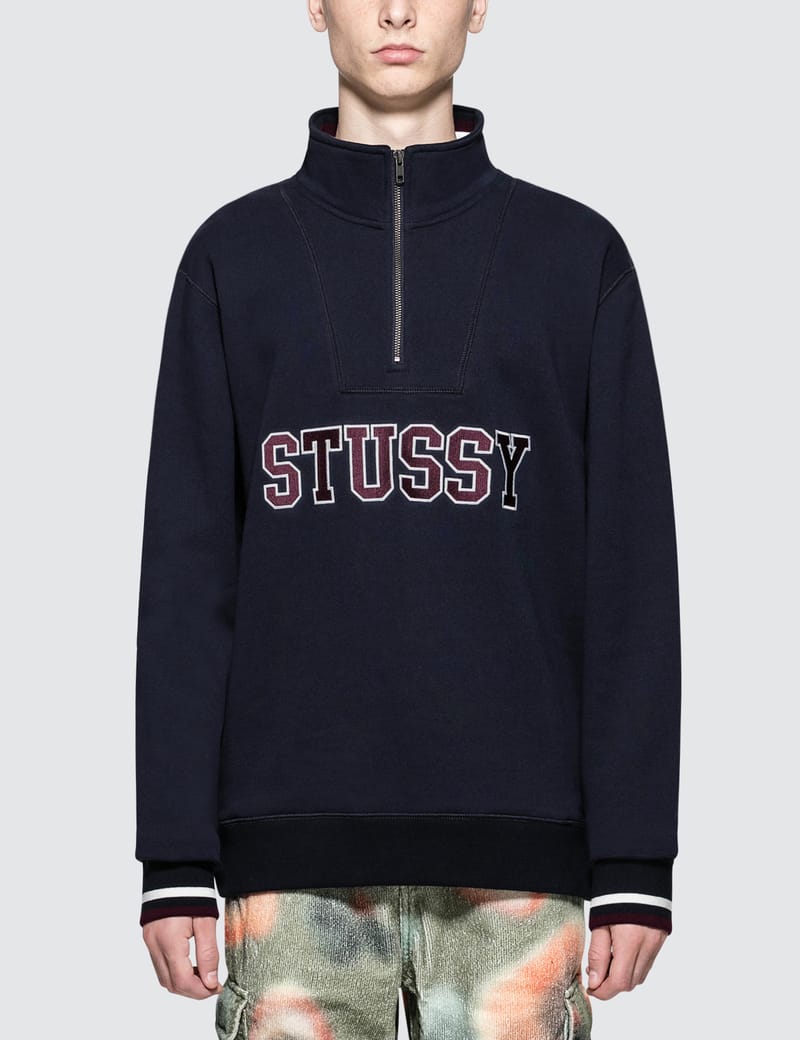 stussy contrast rib mock neck