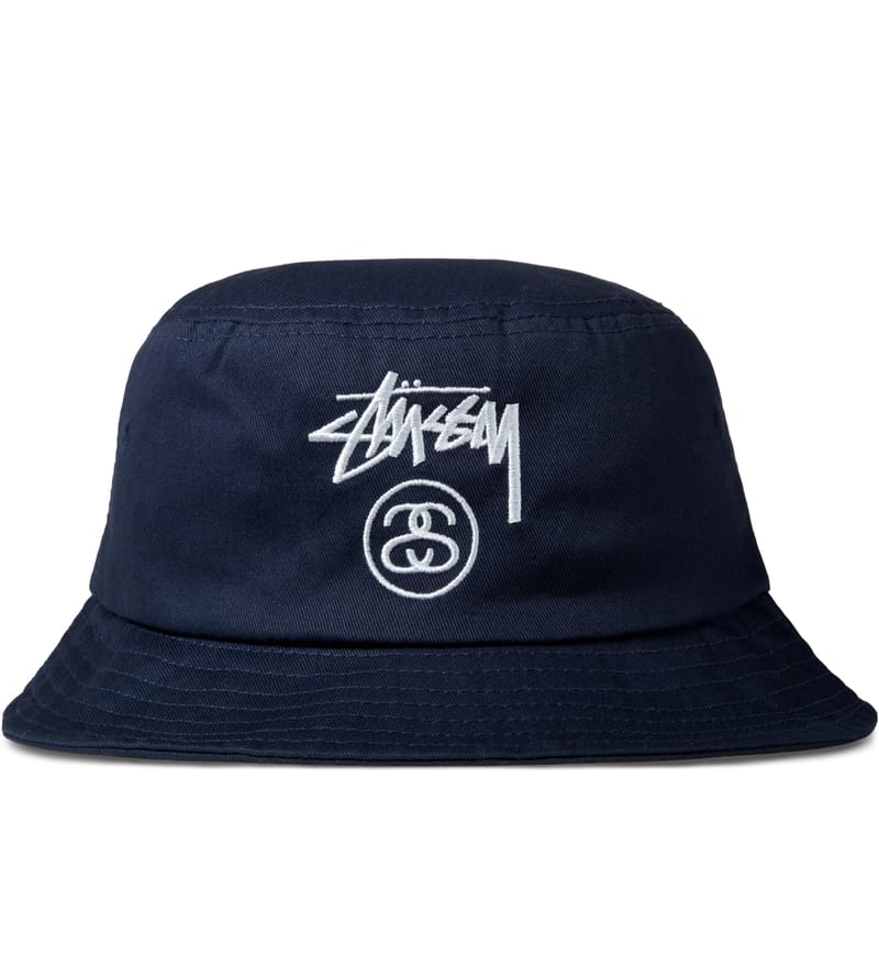 stussy navy bucket hat