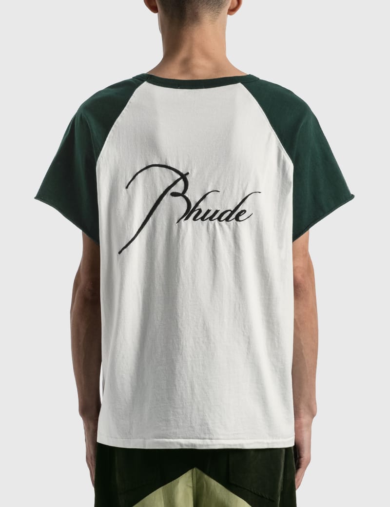 rhude green t shirt