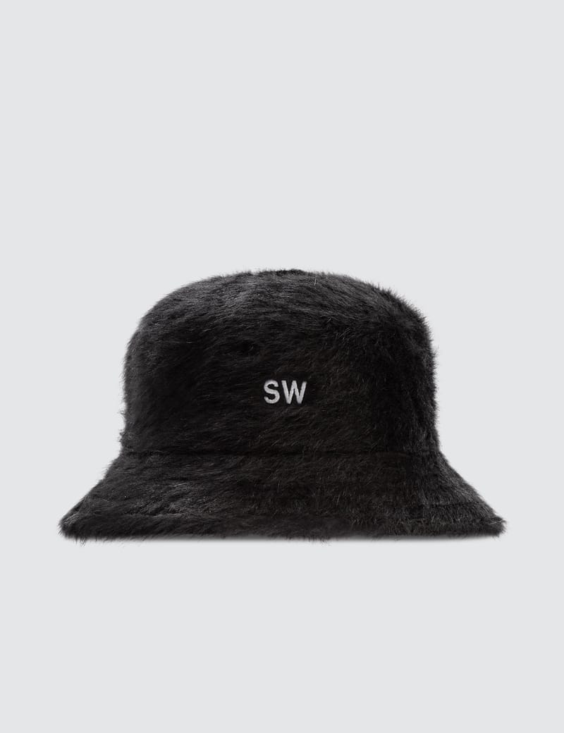 fuzzy white bucket hat