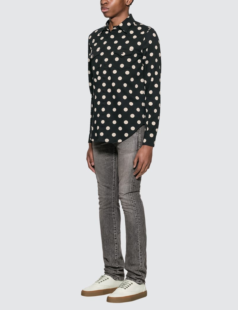 saint laurent polka dot shirt mens