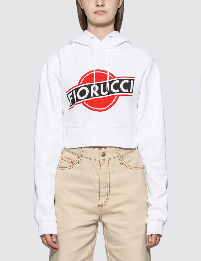 Fiorucci Martini Logo Cropped Hoodie
