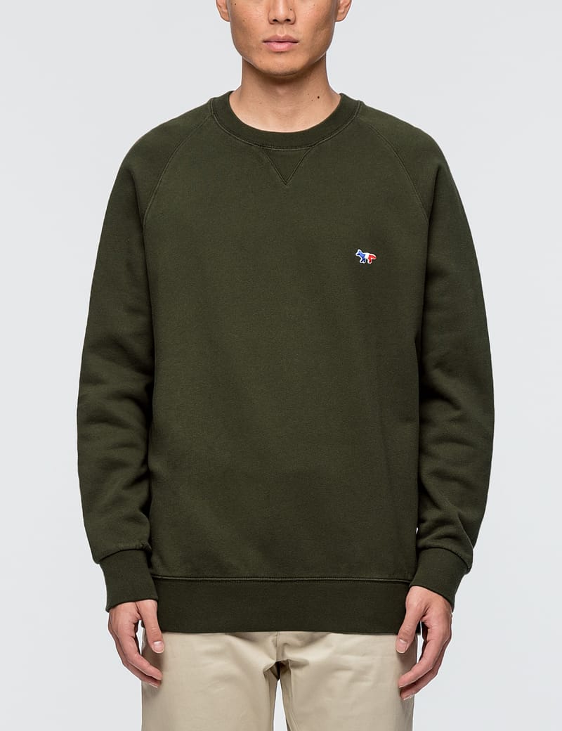 maison kitsune tricolor fox patch sweatshirt