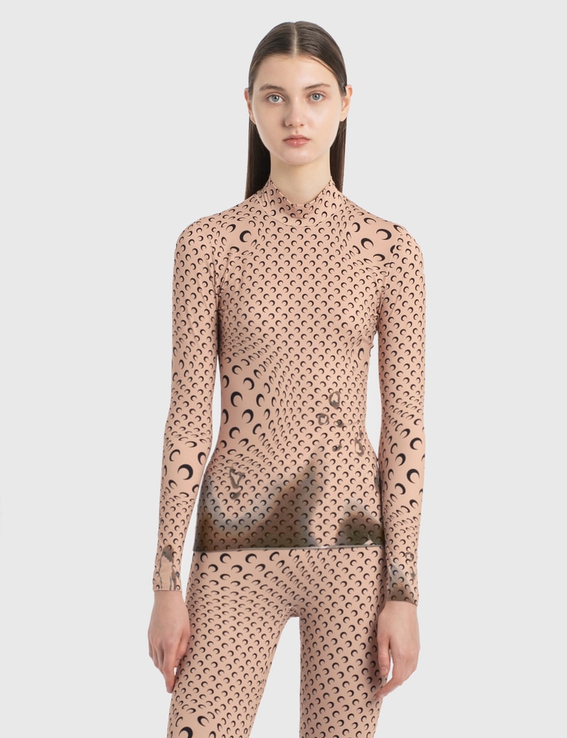 Image of Marine Serre Second Skin Printed Turtleneck Top