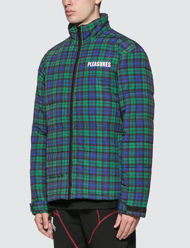plaid puffer jacket mens